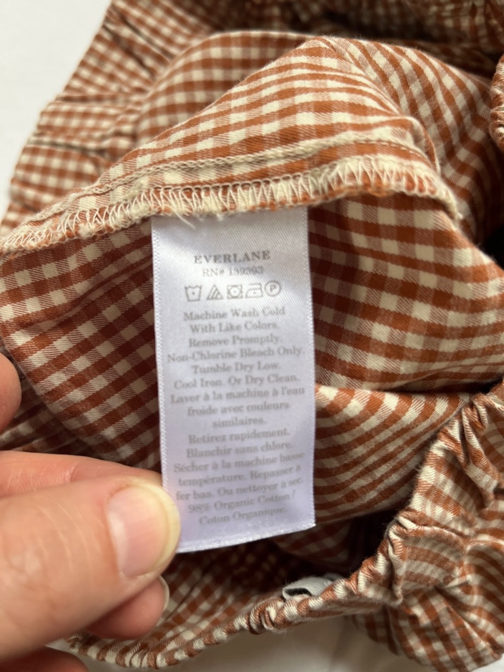 Everlane Rust Gingham Elastic-Waist Women's Shorts - Picture 4 of 4